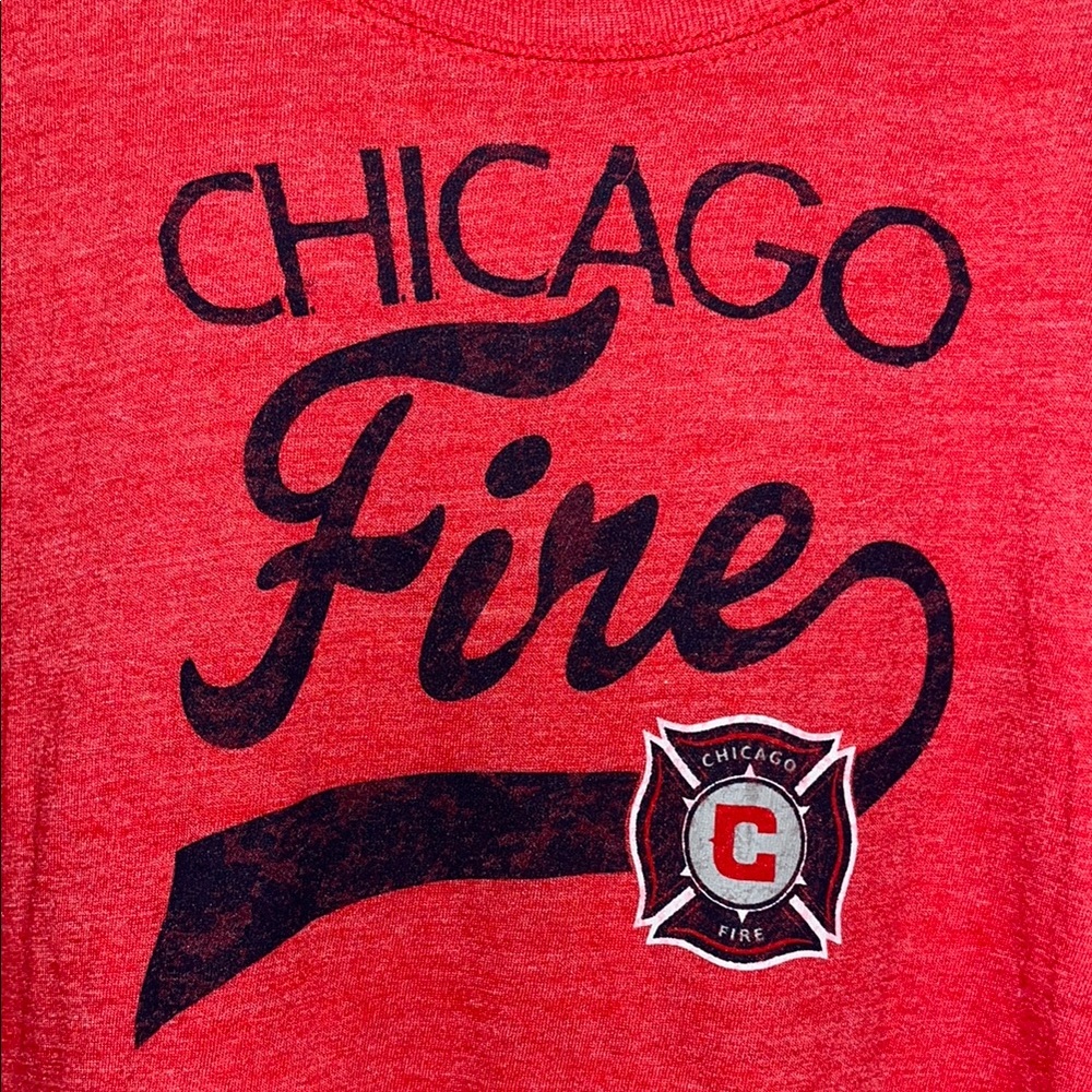NWT Fanatics heather Red (original logo) Chicago Fire Long Sleeve Tee, medium - Picture 2 of 9